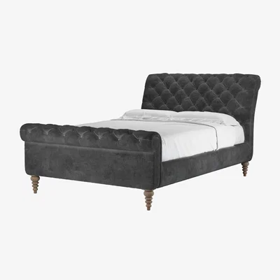 Sofa.com Knightsbridge Double Bed in Raven Speckled Chenille