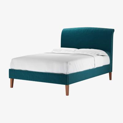 Sofa.com Nearly New Thea Double Bed in Deep Turquoise Cotton Matt Velvet - sofa.com