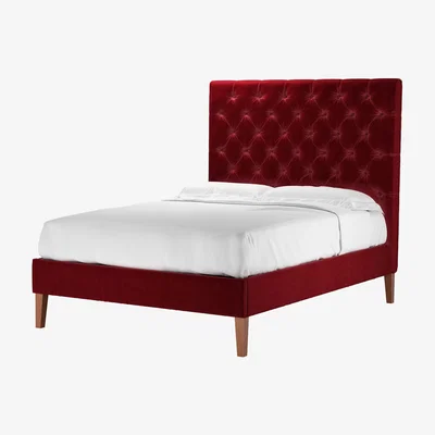 Sofa.com Rosalie 150cm Double Bed in Claret Cotton Matt Velvet - sofa.com
