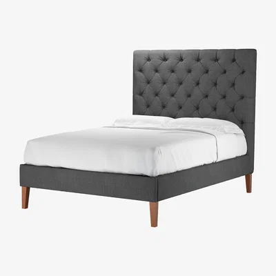 Sofa.com Rosalie 150cm Double Bed in Charcoal Brushed Linen Cotton - sofa.com