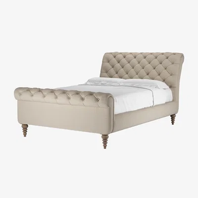 Sofa.com Knightsbridge Double Bed in Elderflower Organic Smart Cotton