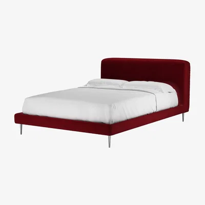 Sofa.com Perfectly pristine Lucy Double Bed in Claret Cotton Matt Velvet - sofa.com