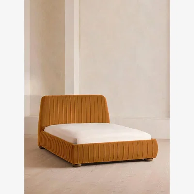 Soho Home Vivienne Bed, Double, Velvet, Mustard
