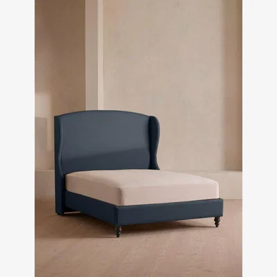 Soho Home Rivas Bed, Double, Linen, Prussian Blue