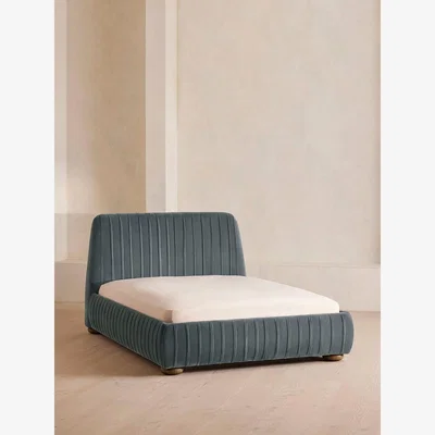 Soho Home Vivienne Bed, Double, Velvet, Grey Blue
