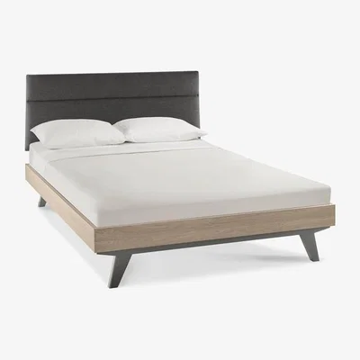 Teddy Beau Bentley Brunel So And Dg Bedstead Cold Steel Scandi Oak And Dark Grey Bed / Double