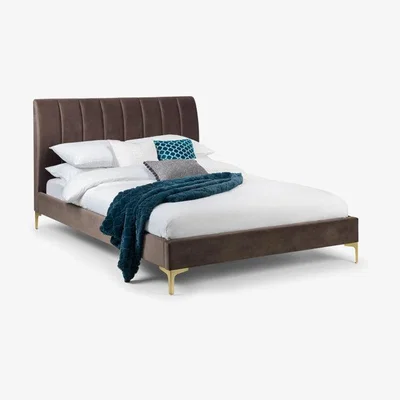 Teddy Beau Julian Bowen Bed Deco Scalloped Velvet / Truffle Velvet/Brushed Gold / Double
