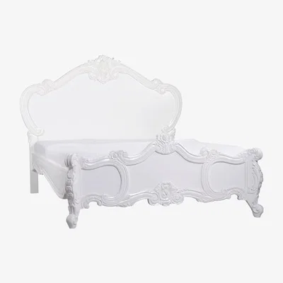 Teddy Beau Maison Reproductions French Carved Rose Cherub Bed / White / Double