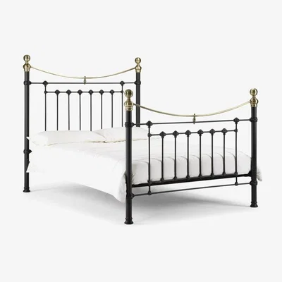 Teddy Beau Julian Bowen Victoria Bed / Stone White With Brass / Double