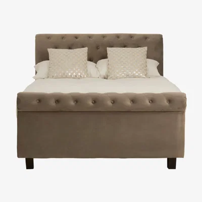 Teddy Beau Teddy's Collection Oliver Velvet Grey Ottoman Double Bed