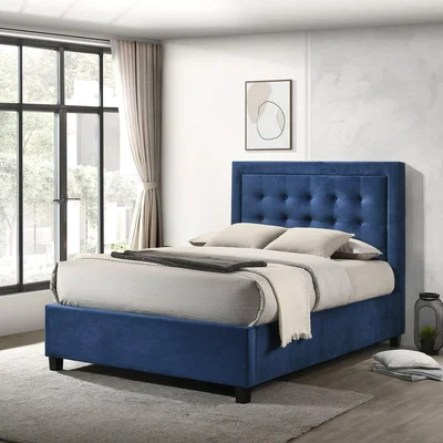 Woods Furniture Camila Ottoman Double Bed - Dark Blue