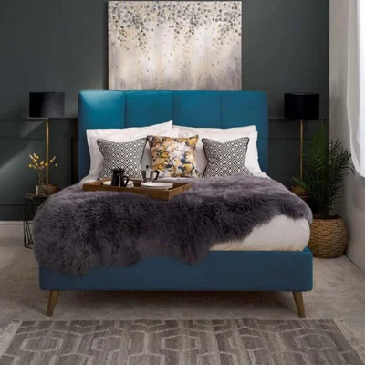 Woods Furniture Daisy Velvet Double Bed - Teal Daisy Double Velvet Bed Teal