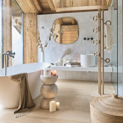 La Redoute Nayati Oak and Travertine Coat Rack with Rings