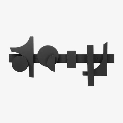 Made in Design Cupe Wall coat rack wood black / L 73 x H 33 cm - Lacquered wood - Ferm Living