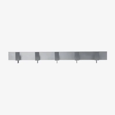 Made in Design Lager Wall coat rack metal silver / L 71 cm - 5 hooks - Ferm Living