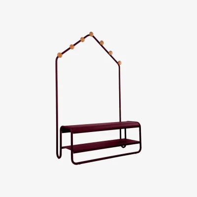 Made in Design Funambule Hall stand metal red / W 113 x D 47.5 x H 180 cm - Bench &amp; Coat stand - Fermob