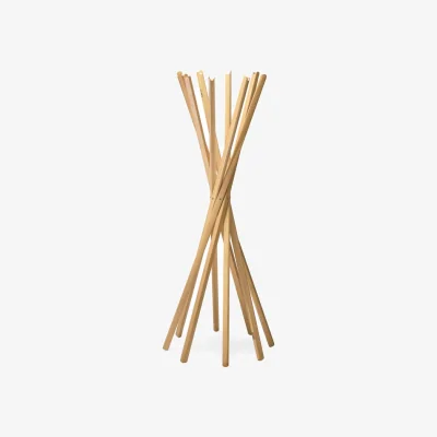 Made in Design Sciangai Standing coat rack natural wood / Wood - Folding - Zanotta