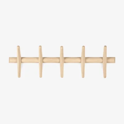 Nordic Nest Ethnicraft PI coat rack wall-mounted Lacquered plane tree 70x21 cm