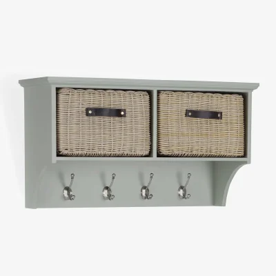 The Range Tetbury Coat Rack with 2 Durable Storage Baskets - Sage Green