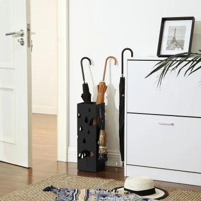 The Range Square Metal Umbrella Stand Drip Tray, Black - Black