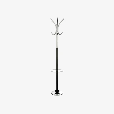 The Range Drew Black and Chrome Floor Standing Coat Stand - Black