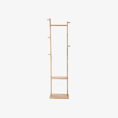 The Range Modern Wooden Coat Stand with 5 Hooks - Natural Wood