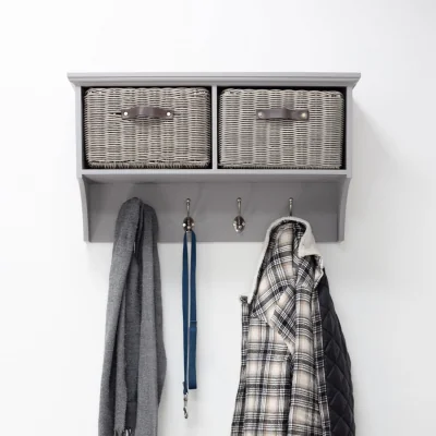 The Range Tetbury Coat Rack with 2 Durable Storage Baskets - Dove Grey