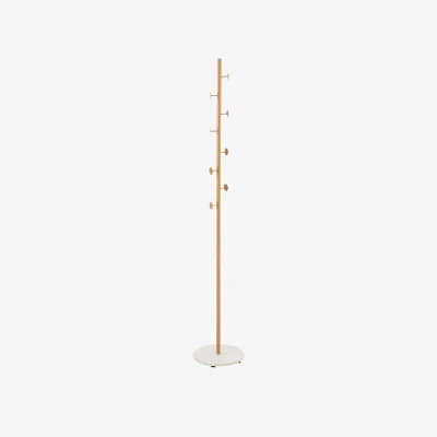 The Range Freestanding Coat Rack with Marble Effect Base - Gold & White