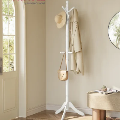 The Range Coat Rack Stand, Coat Tree with 10 Hooks for Hats, Bags, Purses - Cloud White