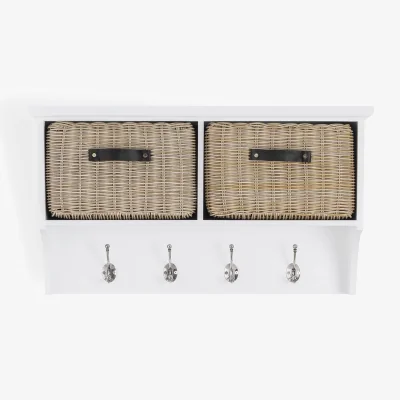 The Range Tetbury Coat Rack with 2 Durable Storage Baskets - White