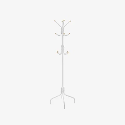 The Range Metal Hallway Coat Rack Stand with 12 Hooks - White