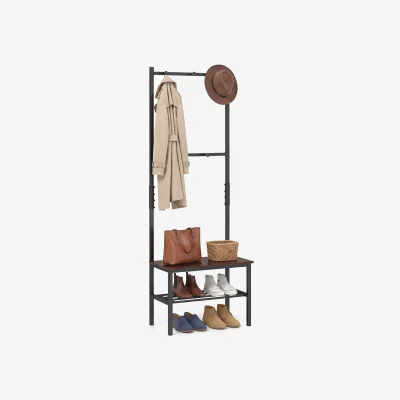 The Range 3-in-1 Industrial Hallway Coat Rack - Brown