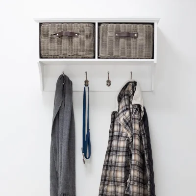 The Range Tetbury Coat Rack with 2 Durable Storage Baskets - White