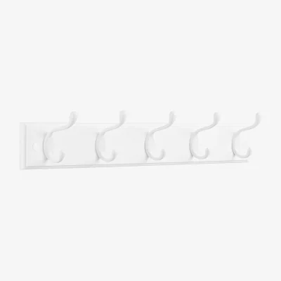 The Range Wall-Mounted Coat Rack with 5 Double Hooks, Entryway Storage and Organisation Rail - Cloud White