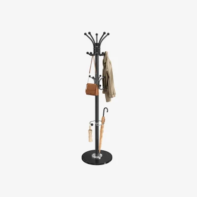 The Range Freestanding Metal Coat Rack with Marble Base - Black