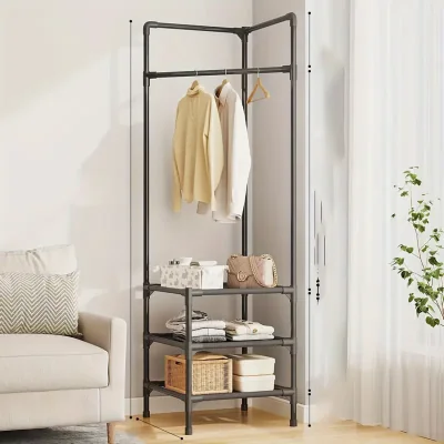 The Range Floor Standing Clothes and Hat Organizer For Home - Black