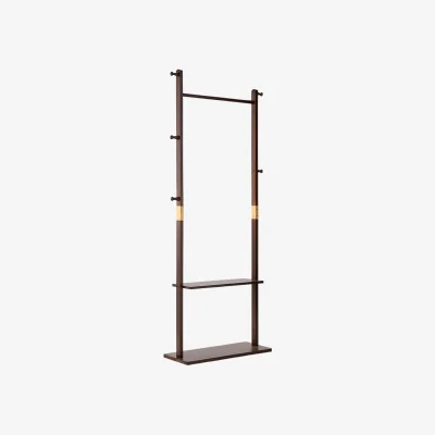 The Range Freestanding Wooden Coat Stand with 5 Hooks - Walnut