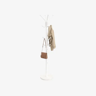 The Range Freestanding Metal Coat Rack with Marble Base - White