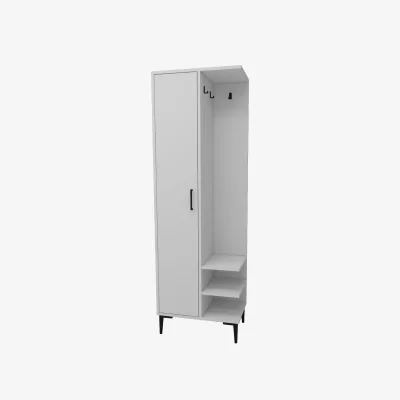 The Range Hall Stand Coat Rack with Cabinet and Shelves Leena - White