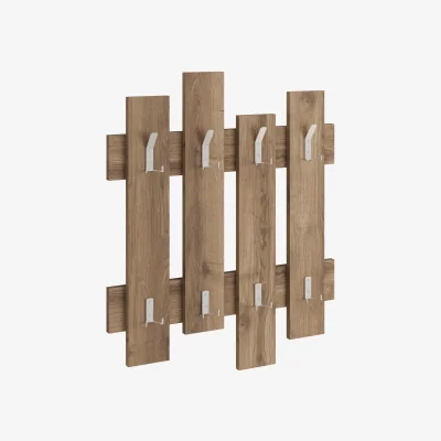 The Range Decortie Wave Wall Mounted Coat Rack With Hooks - Dark Oak Effect