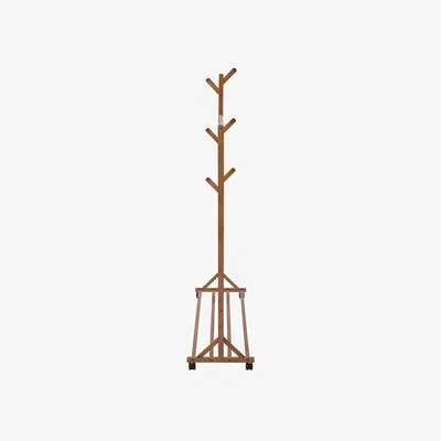 The Range Bamboo Garment Hat Rack with Wheels - Brown