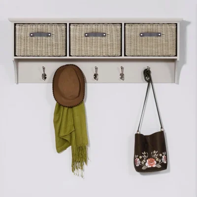 The Range Tetbury Large Coat Rack with 3 Durable Storage Baskets - Truffle