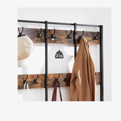 The Range VASAGLE Coat Rack with Shoe Bench and Hooks - Bronze