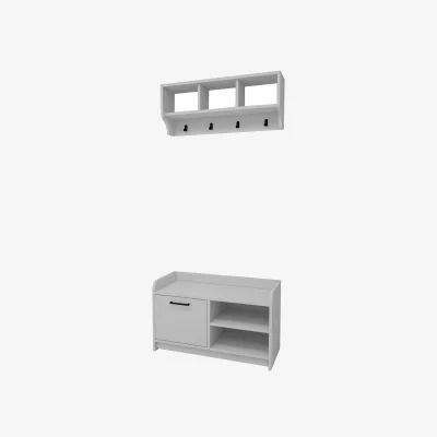 The Range Hall Stand, Coat Rack with Shelves Aurora - White