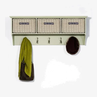 The Range Tetbury Large Coat Rack with 3 Durable Storage Baskets - Sage Green