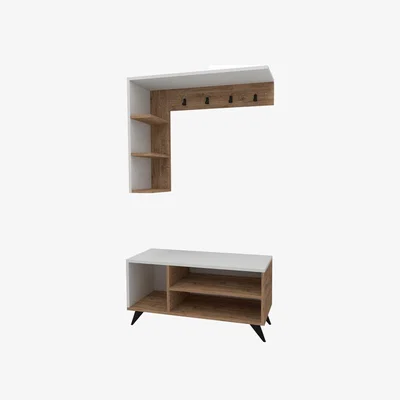 The Range Cassia Hallway Coat Rack with Shelves - Atlantic Pine - White
