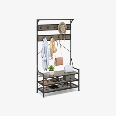 The Range 4-In-1 Hall Tree Coat Rack - Grey