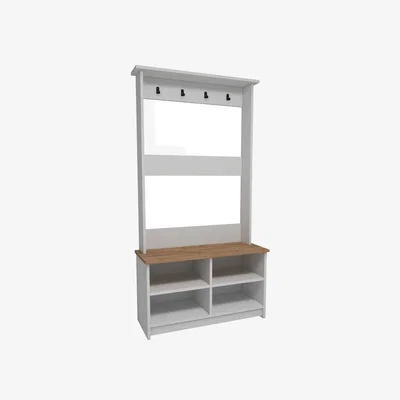 The Range Amelia Hallway Coat Rack with Shelves - Atlantic Pine - White
