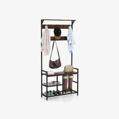 The Range 3 in 1 Coat Rack - Brown