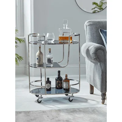 Cox and Cox Three Tier Drinks Trolley - Silver